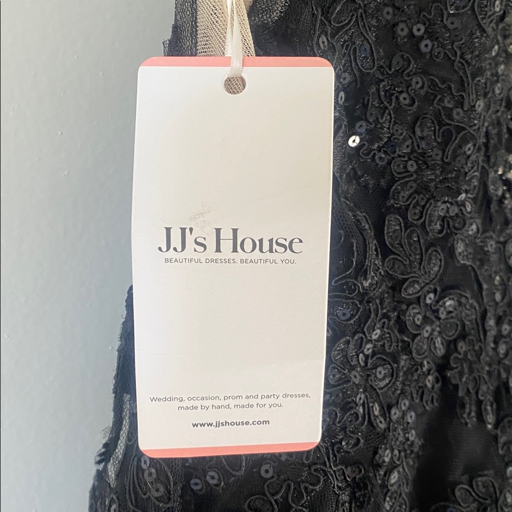 NWT BLACK SEQUIN LACE GOWN Size 4 BY JJS HOUSE - Picture 3 of 13